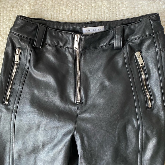 TopShop Leather Zipper Pants - Picture 3 of 4